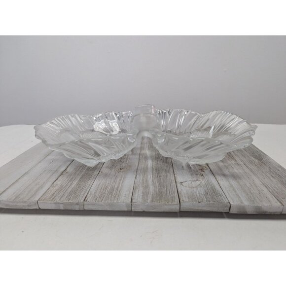 Mikasa Hibiscus Frost Divided 13” Crystal Serving Bowl Elegant, Candy Dish - Picture 4 of 7